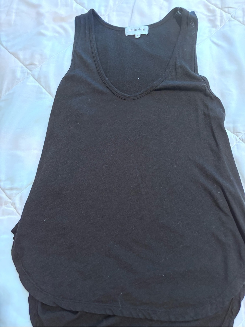 Bella Dahl Black Scoop Neck Cotton Tank Top
